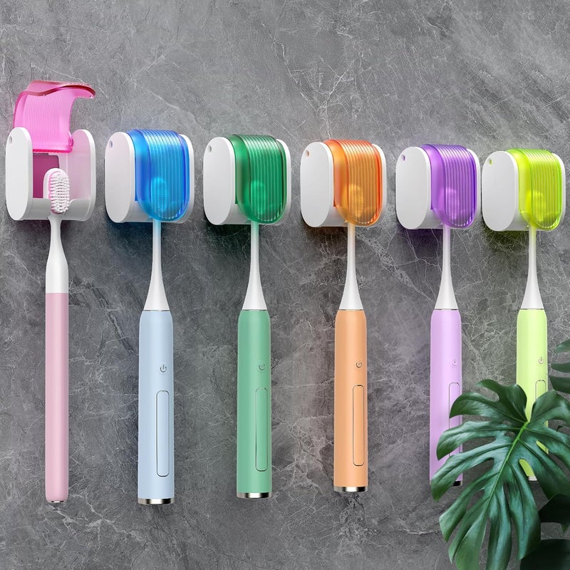 EKOTTOK Toothbrush Holders for Bathrooms【Upgrade Single Slot Design】 Toothbrush Holder Wall Mounted with Cover Moisture-Proof and Dust-Proof Toothbrush Storage Organizer for Shower Family and Travel 6PCS - Image 1